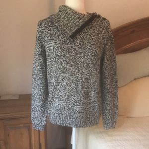 Chaps Black/White Marled Heavyweight Sweater Size XL